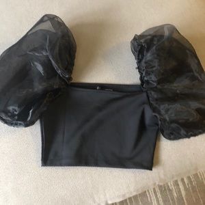 ASOS Black Puff Sleeve Crop Top NWOT